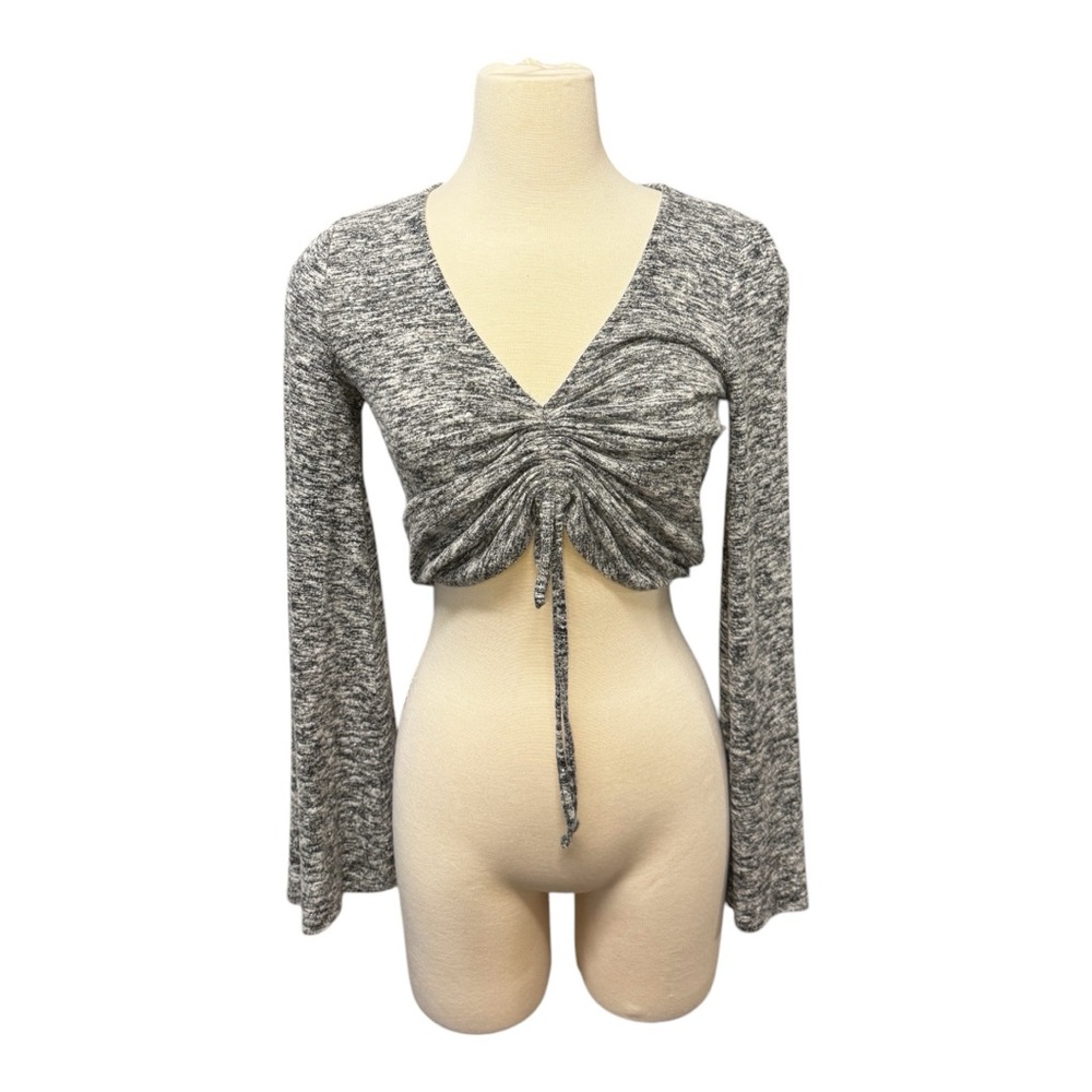 Gray Ruched Long Sleeve Top
